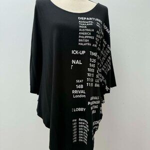 Kokomo Unlimited Travel Graphic Top | Airport Departure Board | NWT | One Size